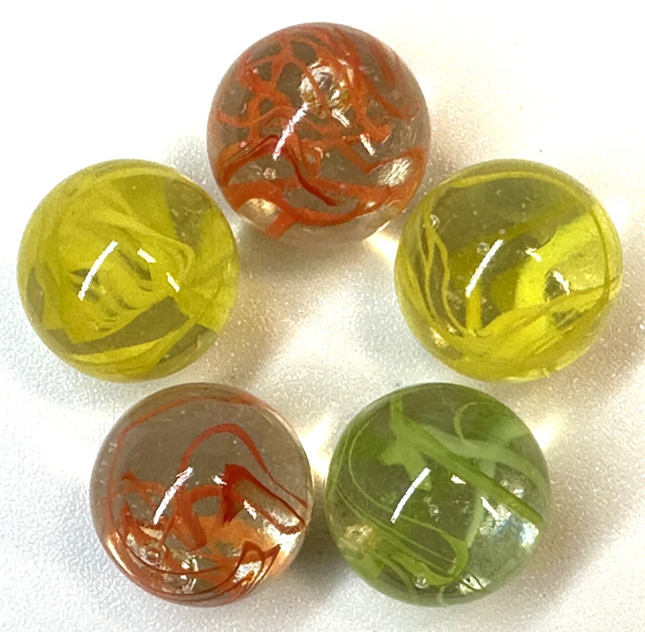 Spaghetti Red/Green/Yellow random color mix Glass Marbles 25mm (1 inch) SHOOTER